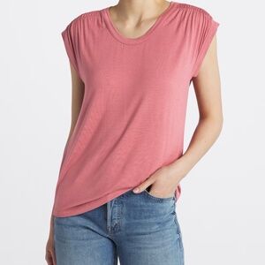 Pink Clover Marceli Ruched Short Sleeve Knit Tee Dark Pink | Size L | Good
